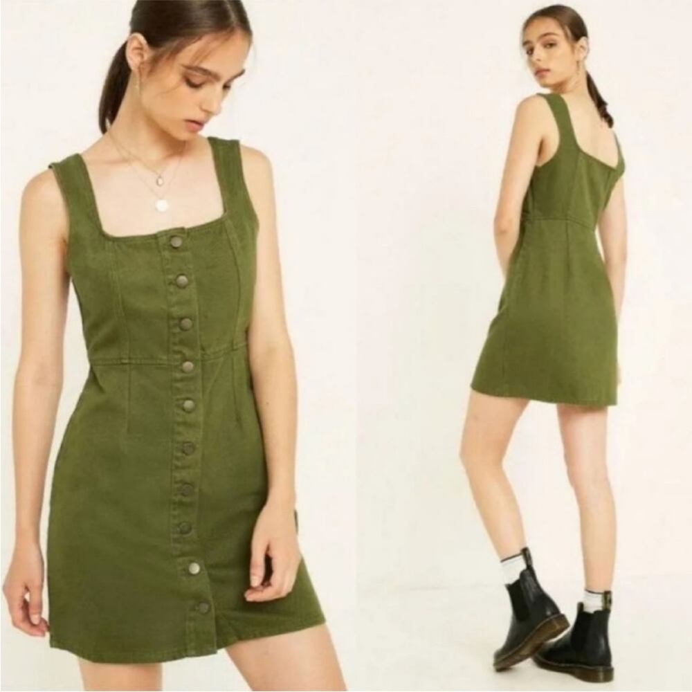 UO Button-Through Denim Mini Party Dress